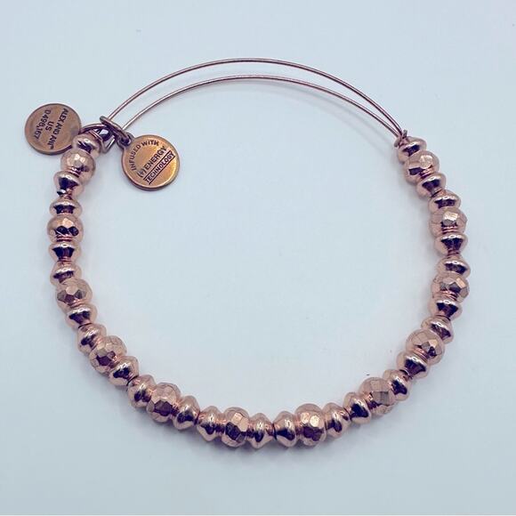 Alex and Ani Rose Gold Beaded Charm Bracelet adjustable Bangle boho energy - Picture 5 of 8